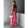 Ružové dlhé kvetinové šaty PARASY s volánmi
