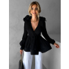 Čierna elegantná blúzka OTOGAR s volánom