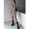 Čiernobiele pruhované šaty BASEH s krátkym rukávom