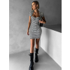 Čiernobiele pruhované šaty BASEH s krátkym rukávom