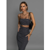 Černý elegantní crop top ALFIJA s pruhy (Veľkosť ONESIZE)
