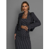 Černý elegantní crop top ALFIJA s pruhy (Veľkosť ONESIZE)