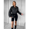 Čierna krátka koženková biker bunda PEPLAR