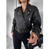 Čierna krátka koženková biker bunda PEPLAR
