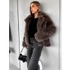 Hnědý krátký kožešinový kabátek NOMIR (Veľkosť M/L)