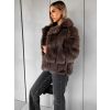 Hnědý krátký kožešinový kabátek NOMIR (Veľkosť M/L)