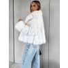 Bílý krátký faux fur kožesinový kabátek NOMIR (Veľkosť M/L)