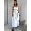 Biele dlhé riasené trendy šaty PELYT