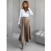 Hnedá dlhá plisovaná sukňa BALQIS s opaskom
