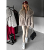 Šedý krátký faux fur kožesinový kabátek KIRIAK (Veľkosť L/XL)