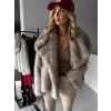 Šedý krátký faux fur kožesinový kabátek KIRIAK (Veľkosť L/XL)