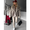 Šedý krátký faux fur kožesinový kabátek KIRIAK (Veľkosť L/XL)