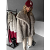 Šedý krátký faux fur kožesinový kabátek KIRIAK (Veľkosť L/XL)