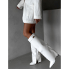 Biele štýlové čižmy KOROPTE na podpätku