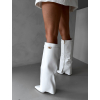Biele štýlové čižmy KOROPTE na podpätku