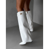 Biele štýlové čižmy KOROPTE na podpätku