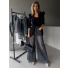 Šedé široké wide leg džínsy JEZABEL