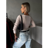 Béžové elegantní body ECEM s výstřihem (Veľkosť ONESIZE)