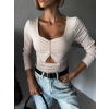 Béžové elegantní body ECEM s výstřihem (Veľkosť ONESIZE)