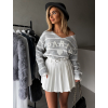 Biela skladaná mini sukňa FAWZI s opaskom