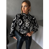 Čierna elegantná blúzka LEXIA s ornamentmi