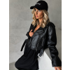 Černá koženková biker bunda KSENIJA (Veľkosť M/L)