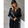 Černá koženková biker bunda KSENIJA (Veľkosť M/L)