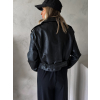 Černá koženková biker bunda KSENIJA (Veľkosť M/L)