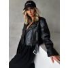 Černá koženková biker bunda KSENIJA (Veľkosť M/L)