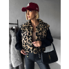 Čierna sveterová bunda MARALAA s gepardím vzorom a čiernymi rukávmi