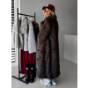 Hnědý dlouhý fauxfur kožešinový kabát KINKA (Veľkosť M/L)