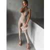 Nude luxusný trblietavý overal BARABIT s kamienkami