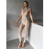Nude luxusný trblietavý overal BARABIT s kamienkami
