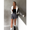 Šedá koženková krátká bundička KAZIL (Veľkosť M/L)