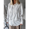 Bílá elegantní košile LYSBET s kamínky (Veľkosť L/XL)