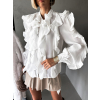 Bílá elegantní volánková košile HAFIE (Veľkosť M/L)