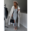 Šedé dlhé svetrové šaty JEAZZ s gombíkmi