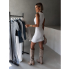 Bílé svetrové elegantní šaty LUIZA s průstřihem (Veľkosť M/L)