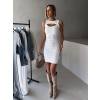 Biele svetrové elegantné šaty LUIZA s prestrihom