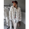 Krémový krátky faux fur kožušinový kabátik EVITA