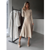 Béžové elegantné šaty EVITAS s opaskom