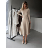 Béžové elegantné šaty EVITAS s opaskom