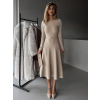 Béžové elegantné šaty EVITAS s opaskom