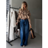 Modré široké tmavé wide leg džíny OLIVANI (Veľkosť L)