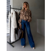 Modré široké tmavé wide leg džíny OLIVANI (Veľkosť L)