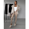 Béžový krátký faux fur kožesinový kabátek HILARI (Veľkosť M/L)