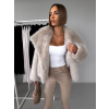 Béžový krátký faux fur kožesinový kabátek HILARI (Veľkosť M/L)