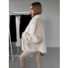 Béžový krátký faux fur kožesinový kabátek HILARI (Veľkosť M/L)