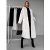 Bílý dlouhý faux fur kožešinový kabát NARCISA s páskem (Veľkosť M/L)