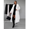 Bílý dlouhý faux fur kožešinový kabát NARCISA s páskem (Veľkosť M/L)